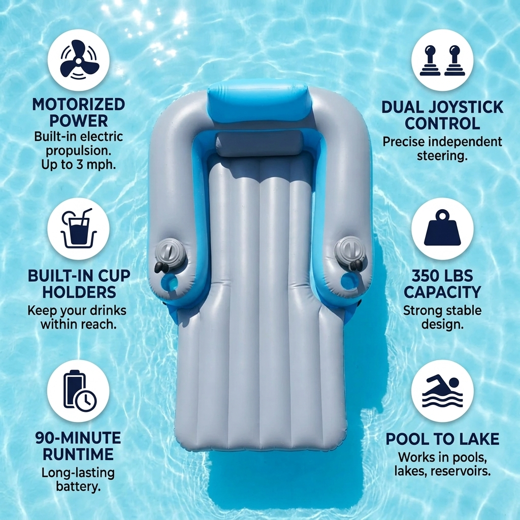 CruiseFloat™ — Motorized Inflatable Pool Lounger